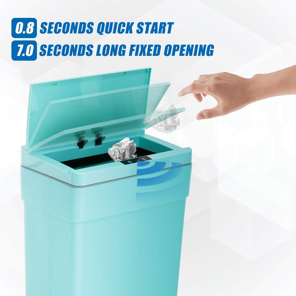 XF XINFENG 13 Gallon Trash Can Plastic Kitchen Trash Can Automatic Touch Free High-Capacity Garbage Can With Lid For Bedroom Bathroom Home Office 50 Liter,Blue