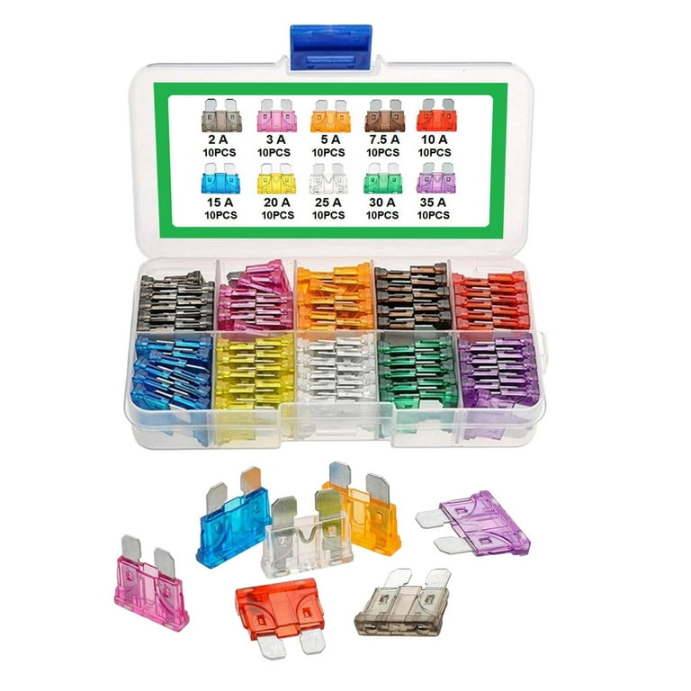 FEPITO 140pcs Mini Car Fuses Assortment Blade Fuse For Auto Car Truck With Storage Case(2A, 3A, 5A, 7.5A, 10A, 15A, 20A, 25A, 30A, 35A, 40A