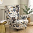 thumbnail image 7 of TOPCHANCES 2-Piece Wingback Chair Cover, Stretch Armchair Slipcover Wing Chair Sofa Covers, Beige Floral, 7 of 7