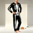 thumbnail image 4 of YUANxueke 2-Piece Skeleton Pajamas for Men Long Sleeve Crewneck Shirts & Loose Pants Bone Print Pajama Sets, 4 of 4