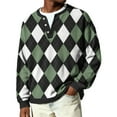 thumbnail image 2 of OIOLOYJM Long Sleeve Plaid Henley Shirts for Men Casual V-Neck Lightweight Golf Shirt Textured Ribbed Knit T Shirts Black XL, 2 of 6