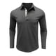 thumbnail image 3 of pstuiky camisas de manga larga para hombre, Camiseta informal de manga larga para hombre, color liso, con solapa, estilo retro. Tops casuales para hombres l, 3 of 7