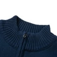 thumbnail image 4 of Mens Sweater,Casual Solid Color Splicing Standing Collar Zipper Pullover Knitted Long Sleeves,Sweaters for Men, 4 of 8