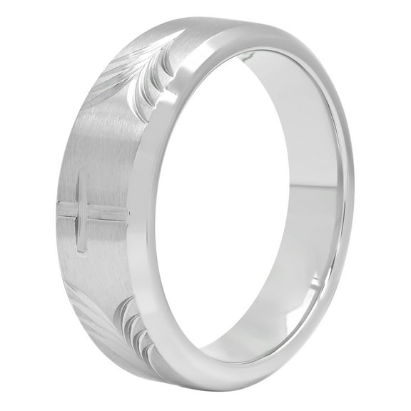 Brilliance Fine Jewelry Tapered Cross Stainless Steel Wedding Band,8MM, Stainless Steel