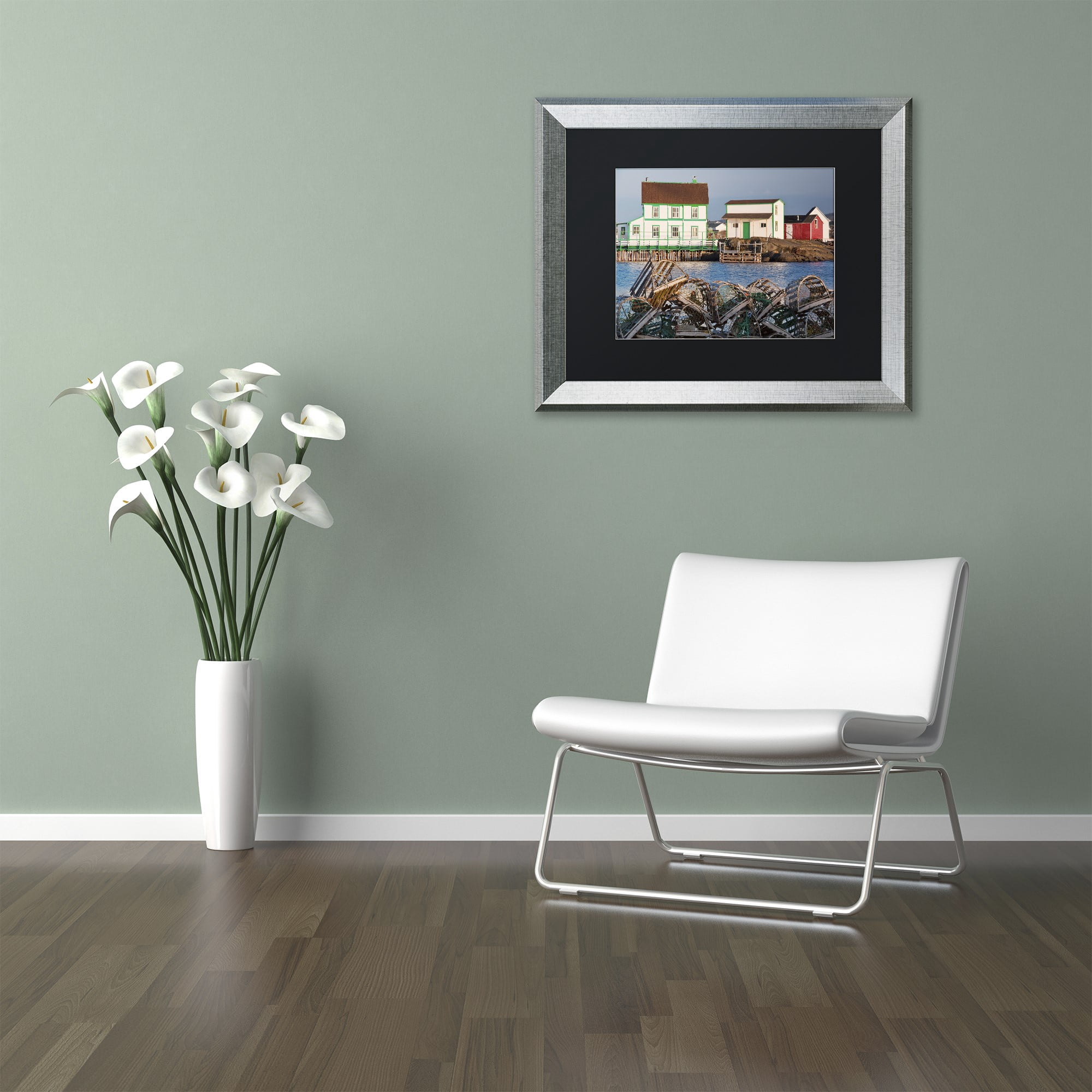 Trademark Fine Art "Lobster Traps" Canvas Art by Michael Blanchette Photography Black Matte, Silver Frame