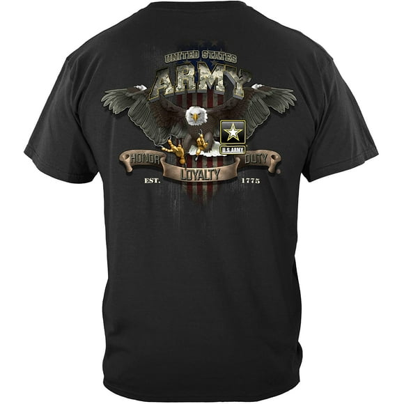 US Army Tshirt with Honor Loyalty and Duty Slogan and Full Color Eagle Shirts