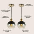 thumbnail image 6 of JONATHAN Y Nixon 7.5" 1-Light Mid-Century Modern Metal/Glass Adjustable Drop Globe LED Pendants, Brass Gold/Black (Set of 2), 6 of 9