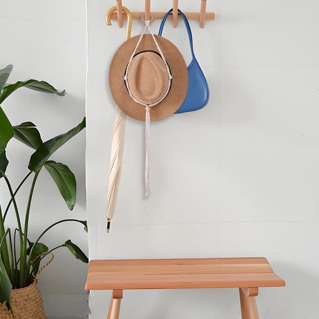 Multi-Layer Hat Hanger Rack, Wall-Mounted and Space-Saving Storage Solution for Baseball Caps, Adjustable Cotton Rope Organizer with Clips