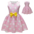 thumbnail image 2 of Ugoldhm Girls' Polka Dots Sleeveless A-Line Summer Dress - Bow Pleated Crew Neck Casual Sundress, 2-13Y, 2 of 8
