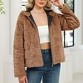 thumbnail image 2 of Uaswgudfs Women's Black Faux Fur Hooded Jacket, Long Sleeve Warm Winter Coat, Casual Zip-Up Outerwear - Trendy Fashion Brown XL, 2 of 9
