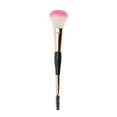 thumbnail image 1 of Unique Bargains 1 Pc Brocha de Maquillaje Dual de Dos Cabezas para Baño Mango de Plástico Rosa Negro Cabello de Nylon, 1 of 1