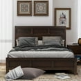 thumbnail image 3 of 3 Pieces Bedroom Furniture Set, Classic Full Size Platform Bed Frame with Headboard Set of 3 Wooden Furniture Set with Full Bed Frame + Nightstand + 5 Drawer Chest, Rich Brown, 3 of 7