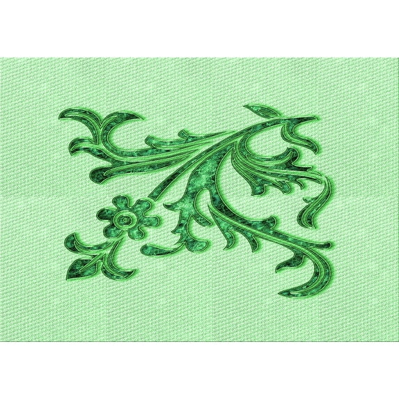 Ahgly Company Machine Washable Indoor Rectangle Transitional Light Green Area Rugs, 8' x 12'
