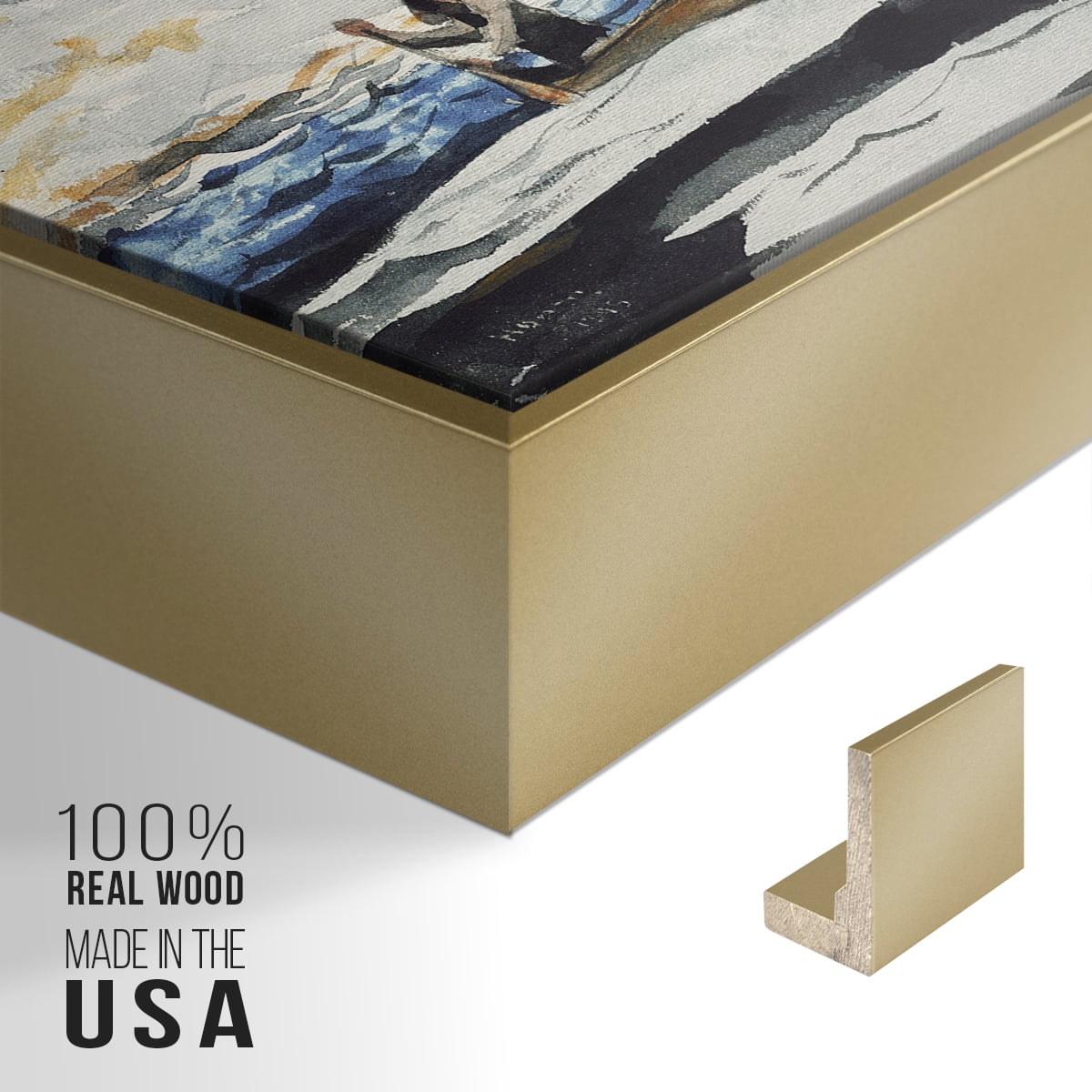 Vintage Landscape-CXLV By Wexford Home Framed in Gold Wood Gallery Wrapped Canvas 27 in. x 41 in.