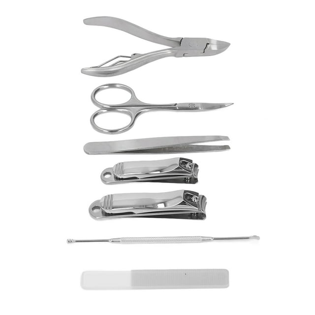 Ensemble de Coupe-Ongles, Ensemble de Manucure en Acier Inoxydable à Large Applicabilité 7 Pièces de Dureté Élevée pour une Utilisation à Domicile pour les Salons de Manucure