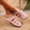 thumbnail image 3 of Rokment Womens Closed Toe Gladiator Clogs Suede Buckles Comfortable Backless Slip on Walking Flat Sandals for Boho Beach Summer 2026 Pink Size 7, 3 of 7