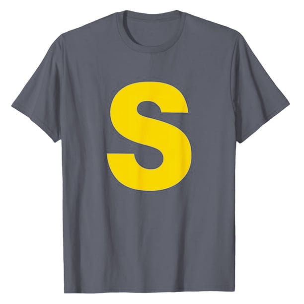 Camiseta de carnaval amarilla con la letra S - Corte ajustado, poliéster suave, transpirable, para primavera/verano/otoño - Tallas S-XXXL