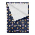 thumbnail image 2 of Cartoon Soft Flannel Fleece Throw Blanket, Owls in an Starry Night and Moon Happy Sleepy and Alert Animals Art, Cozy Plush for Indoor and Outdoor Use, 50" x 60", Indigo and Multicolor, by Ambesonne, 2 of 5