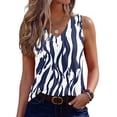 thumbnail image 2 of Women's Tank Tops Fashion Floral Print Sleeveless V Neck Flowy Casual Summer Shirts for Women Blue XL, 2 of 5