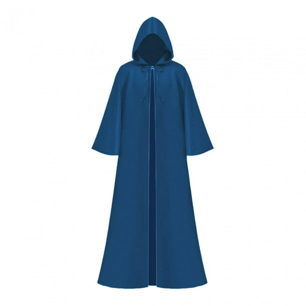 Capa de Halloween, capa larga de mago, disfraz de bruja, capa larga con capucha, bata para club Azul XXL