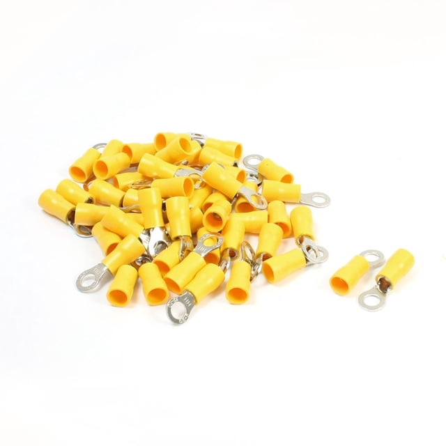 Unique Bargains 50Pcs RV5.5-5 Type de Languette de Bague Bornes Pré Isolées Jaune pour AWG 12-10