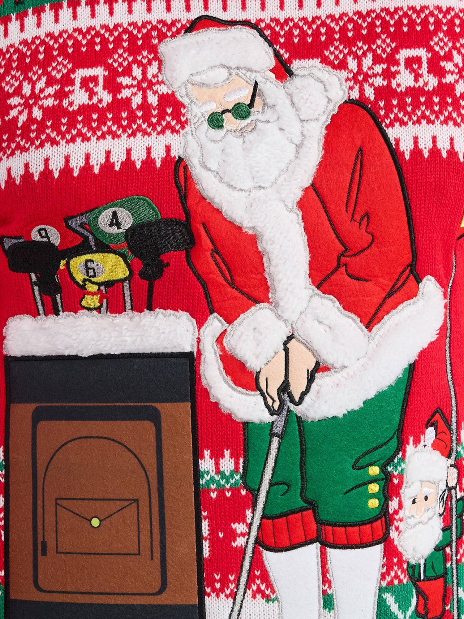 Men's Golfing Santa Ugly Christmas Sweater from Holiday Time, Midweight, Sizes M-2XL