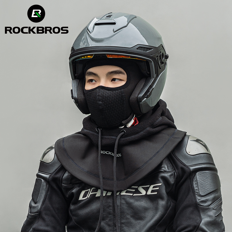 ROCKBROS Winter Balaclava Fleece Head Covers Cycling Style Warm Thickened Hood with Built-in Replaceable 3-dimensional Filter Double Protection