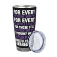 thumbnail image 2 of Vaso de acero inoxidable de 20 oz para café, taza térmica portátil con tapas para el mes de concientización sobre la violencia doméstica, 2 of 7