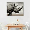 thumbnail image 2 of Nawypu  Canvas Print Wall Art Rhinoceros Portrait on Graphite Background Animals Wilderness Photography Modern Art Rustic Closeup Relax/Calm Grey Duotone for Living Room, Bedroom, Office, 2 of 6