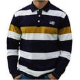 thumbnail image 2 of Fnnxeal Big & Tall Men's Yellow Long Sleeve Polo Shirt - 5XL, Classic Striped Polyester with Chest Embroidery, Casual Stylish for Daily/Work/Social Wear, 2 of 3