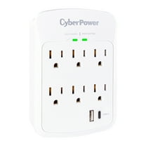 CyberPower Home Office Series Surge Protector Wall Tap, 6 AC Outlets and 2 USB Ports, P6WUC15