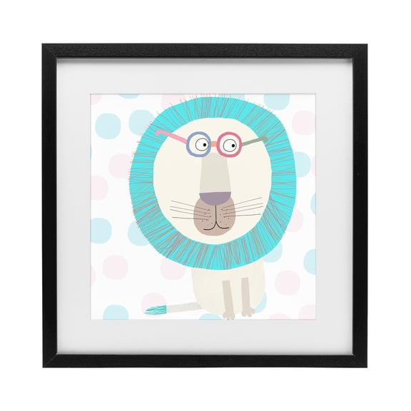 Stupell Industries Contemporary Electric Blue Lion Black Framed Print Under Glass, 13 x 13, by Carla Daly