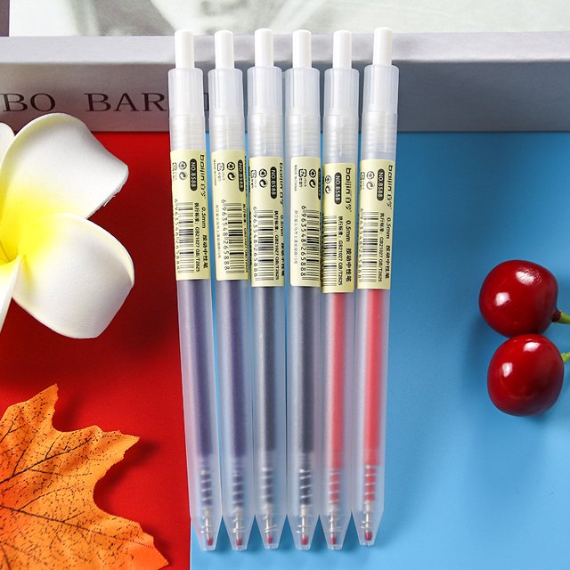 Bolígrafo de gel mate simple con varilla transparente de 0,5 mm, bolígrafo estilográfico de carbono de gran capacidad, bolígrafo para letreros de oficina