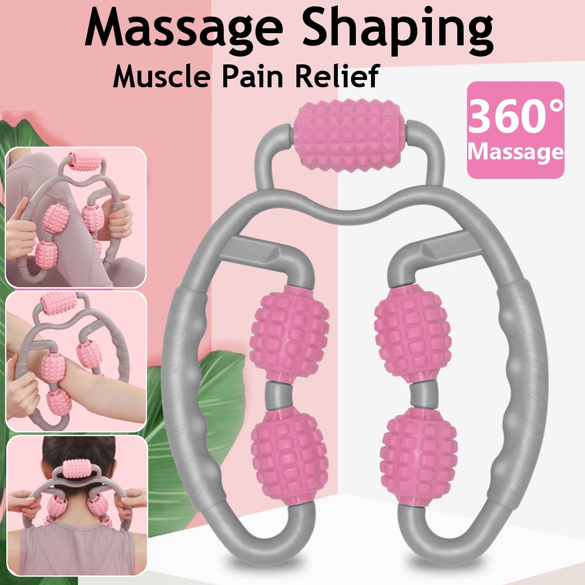 360° Stick Yoga Body Massager Neck Arm Leg Muscle Relaxation Roller Ring Clamp