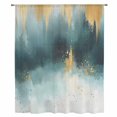 thumbnail image 2 of Modern Teal Gold Sheer Curtains 63 Inches Long, Abstract Geometric Lines Light Filering Curtains, Breathable Simi Curtain Privacy Drapes for Living Room Bedroom Lightweight Window Treatment, 2 of 9