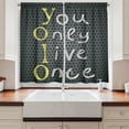 thumbnail image 2 of Ambesonne YOLO Kitchen Curtains, Modern Freedom Slogan, 55"x39", Charcoal Grey Yellow, 2 of 3