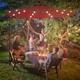 thumbnail image 2 of YYAo Outdoor Party Tent, Gazebo Canopy, Shade Shelter, 10 Feet Patio Hanging Solar LED Umbrella Sun Shade with Cross Base-Tan, 2 of 12