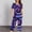 Purple, variant on CLOISE Sleepwear for Women Pajama Set Two Piece Comfortable Short Sleeve Sleepwear Shirts and Soft Capri Pants with Pockets Sleep Sets Casual Button Plisse Printed Fall Nightwear