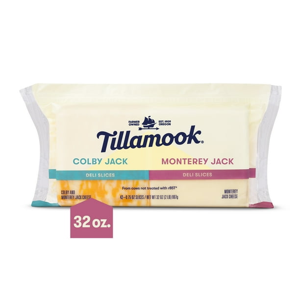 Tillamook Sliced Colby Jack & Monterey Jack Cheese, 2 lb, 42 Ct