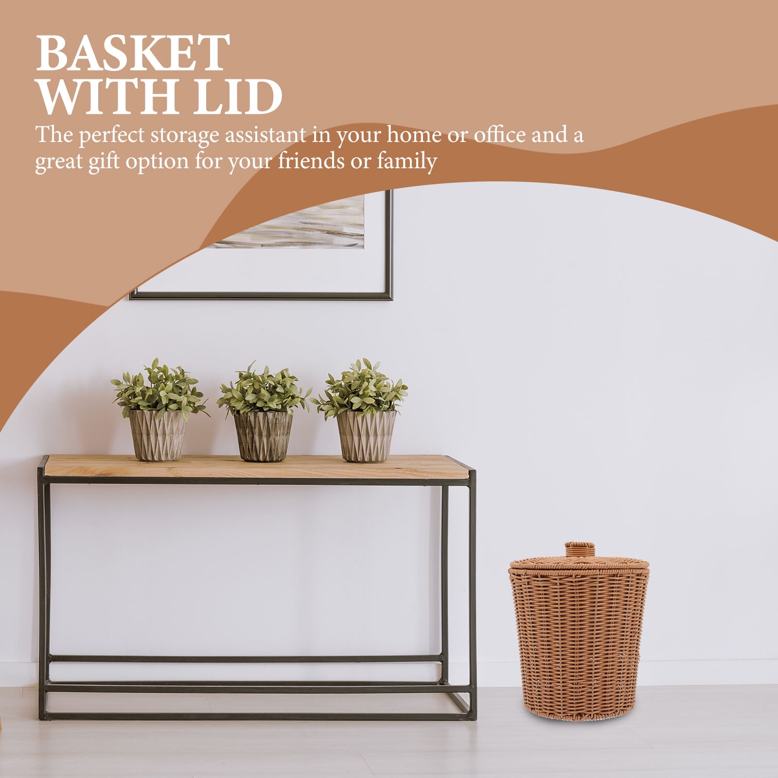 GETAJGHSD Living Room Storage Boxes Woven Storage Basket With Lid 1Pcs