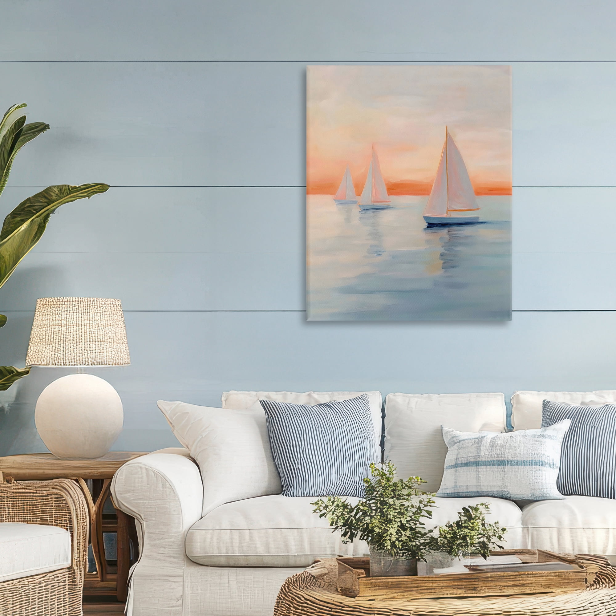 Stupell Industries Sunset Sailboats Over Calm Sea Canvas Wall Art, design by Creative Studio