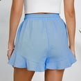 thumbnail image 5 of IDALL Athletic Shorts for Women Linen Shorts Women Casual Shorts Comfy Drawstring Lace Up Elastic Waist Summer With Pockets Wide Leg Shorts Summer Shorts Lounge Shorts Women Light Blue S, 5 of 8