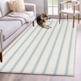 thumbnail image 2 of Turquoise Striped Large Area Rugs for Bedroom Living Room, Soft Non Slip Carpet Bedside Rug, Farmhouse Pinstripes Geometric Color Rectangle Floor Cover Kitchen Accent Rug 2.7'x5' for Office, 2 of 9