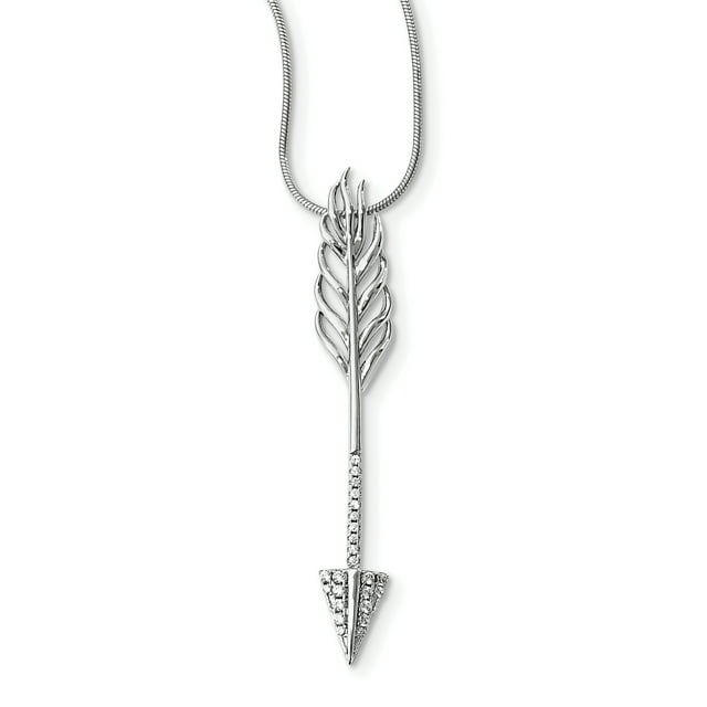 925 Sterling Silver 24 Stone 18 Inch Cubic Zirconia Cz Arrow Necklace 2 Extender Pendant Charm