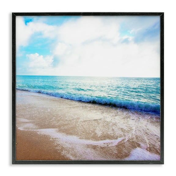 Stupell Industries Billowing Beach Wave Nautical & Beach Photography Black Framed Art Print Wall Art, 12 x 12