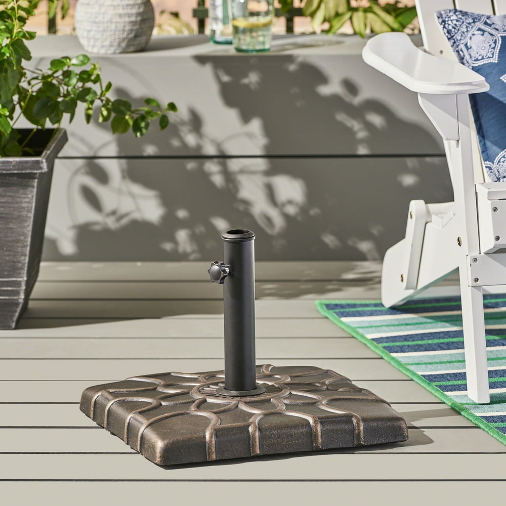 Outdoor 55lb Concrete Square Umbrella Base, Hammered Dark Copper