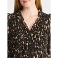 thumbnail image 5 of Time and Tru Women's Smocked Chiffon Mini Dress with Long Sleeves, Sizes XS-XXXL, 5 of 6