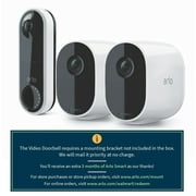 Arlo Essential Security Camera Bundle - 2 Essential Cameras with 1 Wired Video Doorbell **Doorbell mount arrives separately**