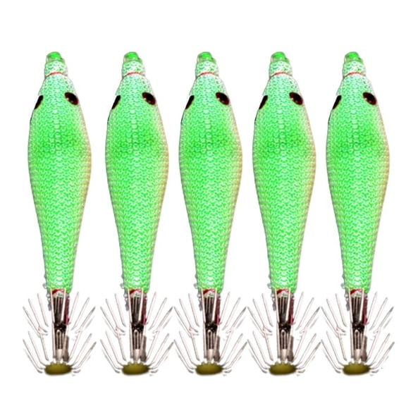 CEORPER 5pcs Luminous Squid Jig Hooks Saltwater Fishing Lures Hard Fishing Baits