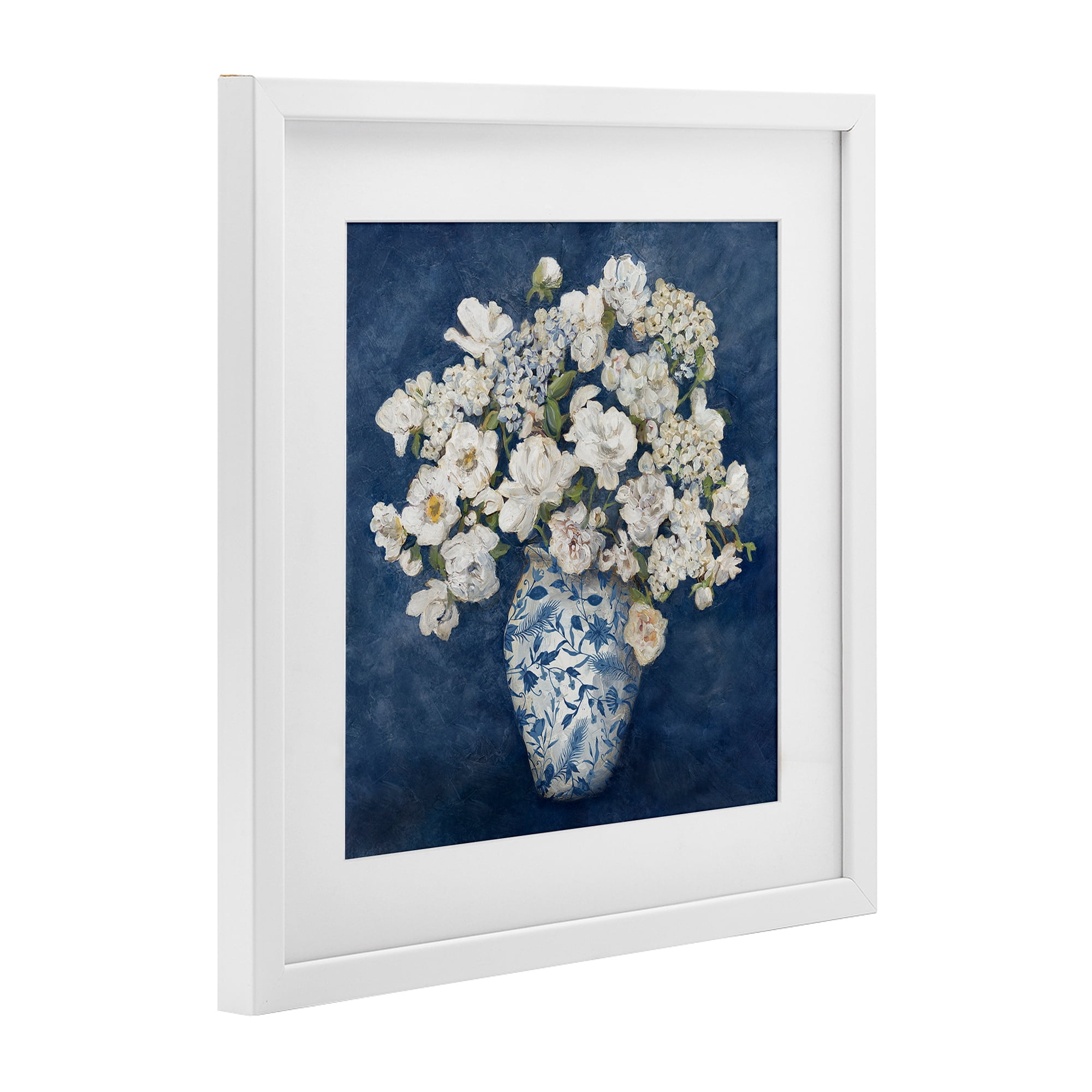 Stupell Industries Classic Blue Chinoiserie Vase White Framed Print Under Glass, design by Charlene Olson